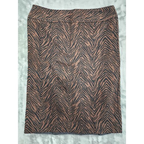 NEW Charter Club Tiger Stripe Stretch Knit Pencil Mini Skirt Size 6 Brown Black - Picture 1 of 9